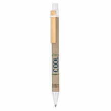 Bio Mix stylo à bille avec clip plat  - de carton gris naturel recyclé et matériau synthétique biodégradable